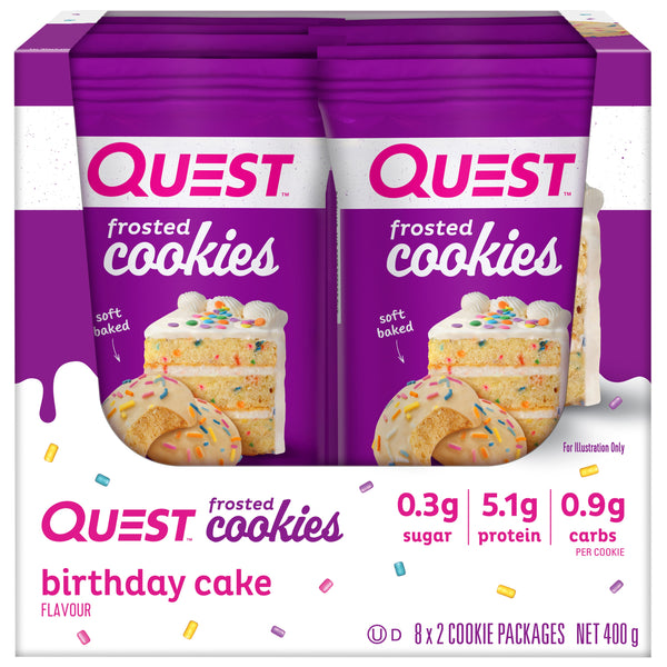 Frosted cookies birthday cake quest nutrition